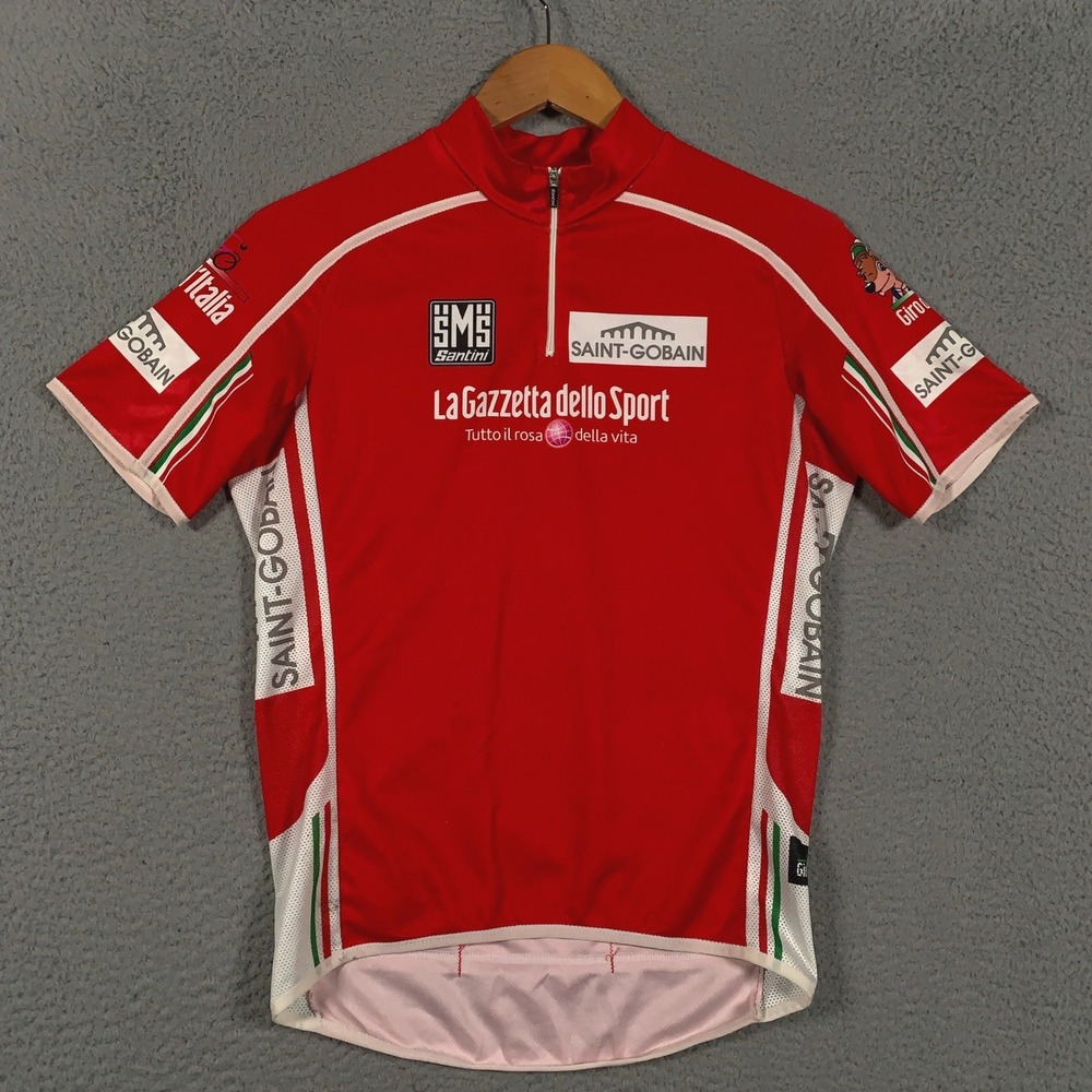 Santini Giro d'Italia Maglia Rosso Cycling Jersey Mens Small S Red Short Sleeve